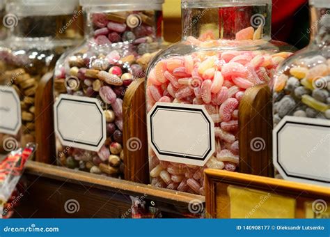 Filled Glass Candy Jars At The Fair Stock Image Image Of Lifestyle Beans 140908177