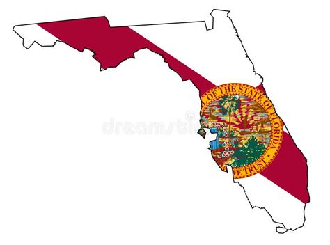 Mapa Y Bandera Del Esquema Del Estado De La Florida Ilustraci N Del