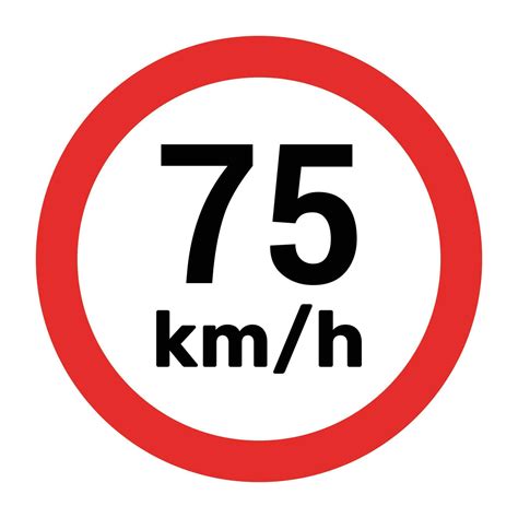 Speed Limit Sign 75 Km H Icon Vector Illustration 30718049 Vector Art