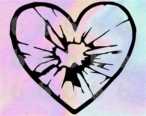 Shattered Broken Glass Heart Svg Files For Cricut Silhouette Etsy