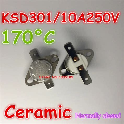 10pcs Lot KSD301 10A 250V 170 Degrees 170 C Normal Close NC Ceramic