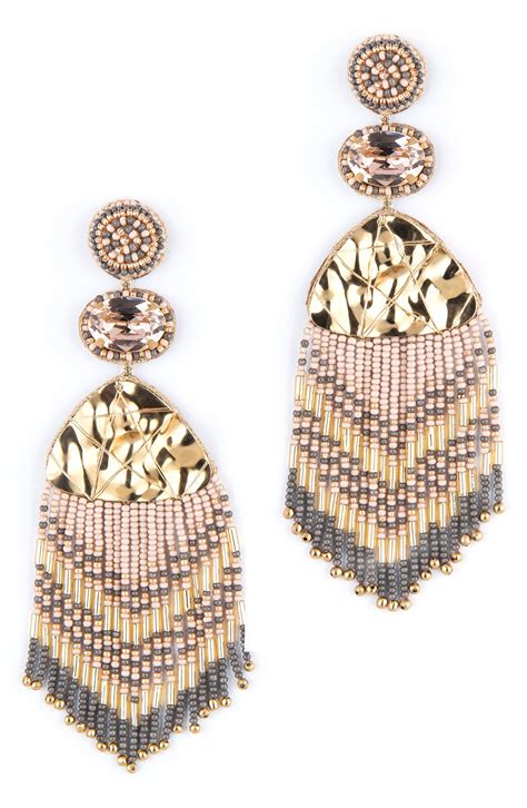 Deepa Gurnani Jennifer Beaded Fringe Drop Earrings Editorialist