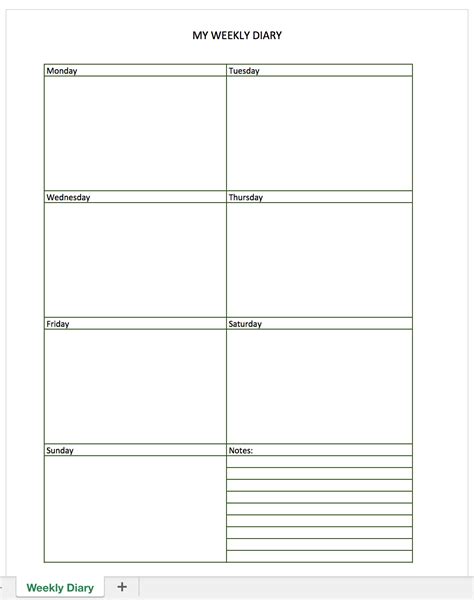 Free Diary for Excel