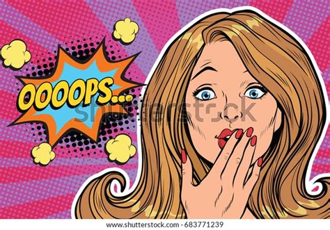 Oops Surprised Pop Art Woman Face Stock Vector Royalty Free 683771239