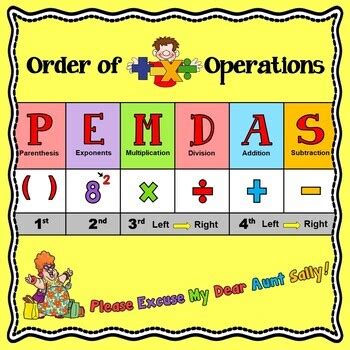 Order Of Operations PEMDAS Anchor Chart Color B W Handout 2