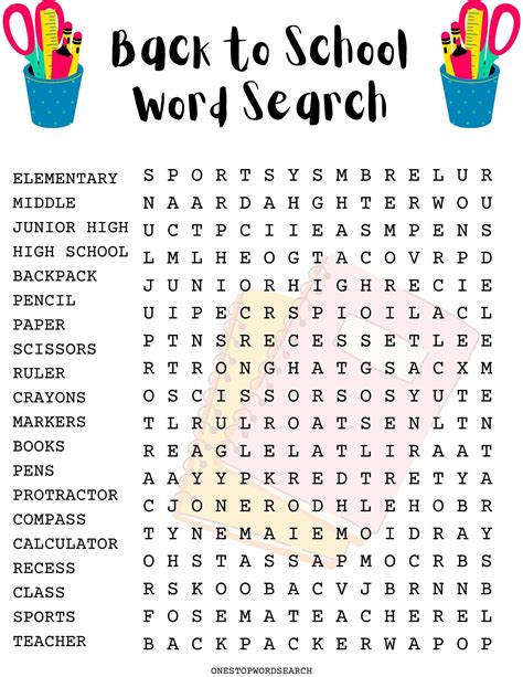 Printable Back To School Word Search Pdf - Word Search Maker