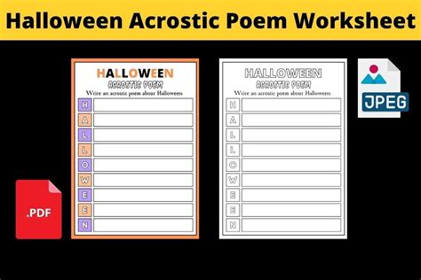 Halloween Acrostic Poem Worksheet Graphic By Artline 92 · Creative Fabrica