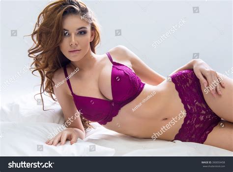 Photo Sexual Brunette Woman Lying Bed Stock Photo 390059458 Shutterstock