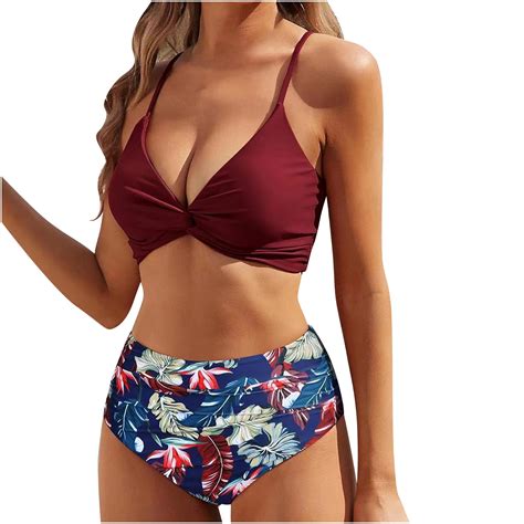 BeAi Trendy Swimsuits One Piece Bikini Sets For Women Pink Floral Swimwear For Women Piece