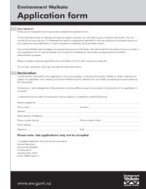 Fillable Online Environment Waikato Application Form Waikato Regional