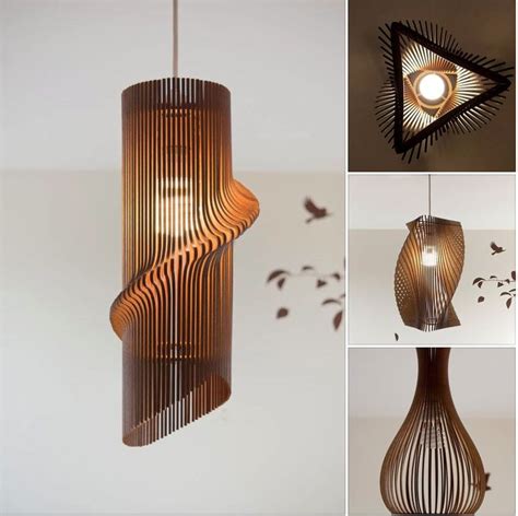 Beautiful Leather Cut Wooden Lampshades By BARABODA Pendentes De