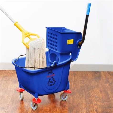 Lavex Janitorial Qt Blue Mop Bucket Side Press Wringer Combo In