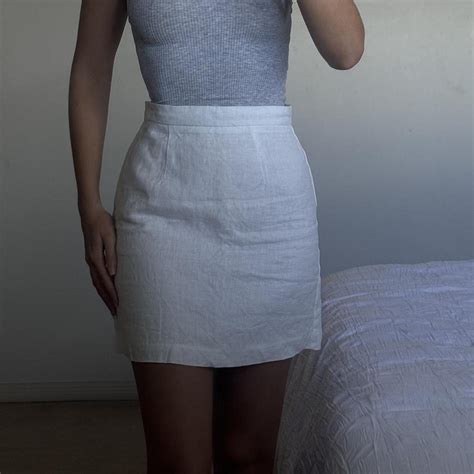 Nude Lucy White Linen Mini Skirt Never Worn Size Depop