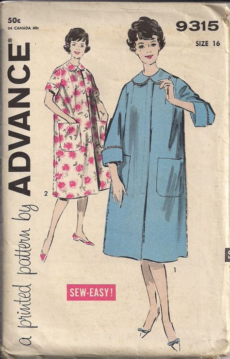 Vintage 50s Robe Sewing Pattern Easy Housecoat Bedjacket Smock Etsy