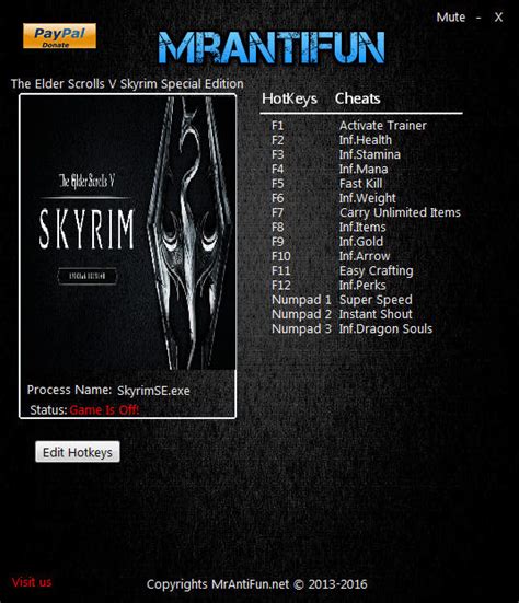 The Elder Scrolls 5: Skyrim Special Edition Trainer +14 v1.2.39.0.8 MrAntiFun - download cheats ...