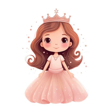 Princesa De Dibujos Animados Con Cabello Casta O Largo Con Un Vestido