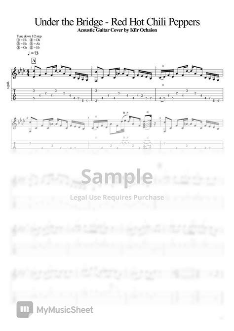 Red Hot Chili Peppers Under The Bridge Acoustic Sheet Music By Kfir Ochaion
