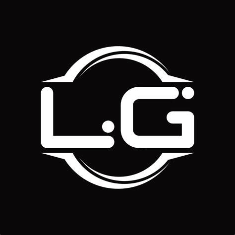 Lg Logo Monogram With Circle Rounded Slice Shape Design Template