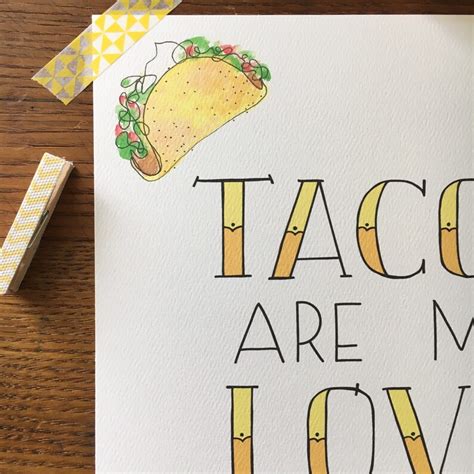 Taco Art. Tacos Art Print. Kitchen Art. Hand Lettered Art. - Etsy