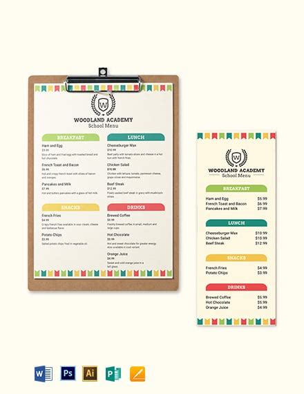 School Menu - 28+ Free Templates in PSD, PDF, Word, AI | Free & Premium ...