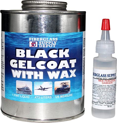 Fiberglass Supply Depot Inc Black Gelcoat With Wax Pint With 15cc Hardener Mekp