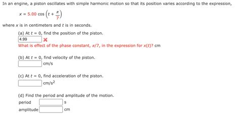 Solved An Engine A Piston Oscillates With Simple Harmonic Chegg