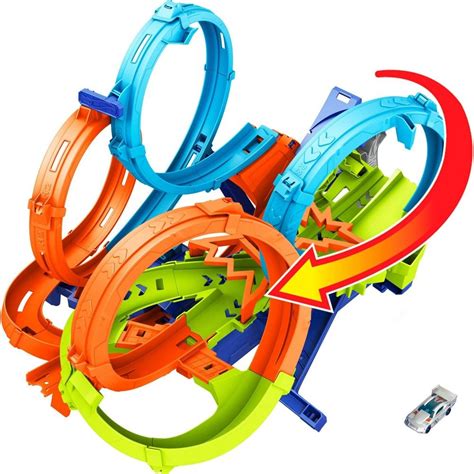 Hot Wheels Action 4 Loop Crash Out Track Set With Motorized Booster And Toy Car 1 64 Scale