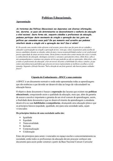 As Políticas Educacionais Muitas Vezes Formuladas - As Políticas Educacionais Muitas Vezes Formuladas - RETOEDU