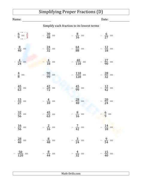 Simplify Fractions Easy Worksheet Worksheets Library