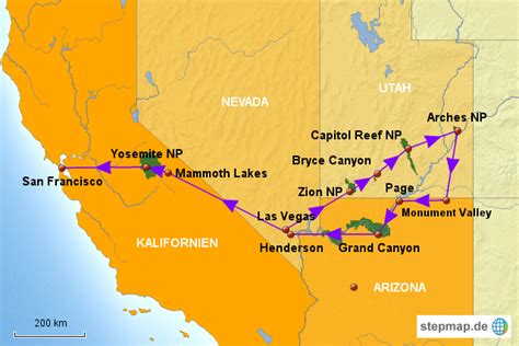 Stepmap Usa Rundreise Landkarte F R Nordamerika