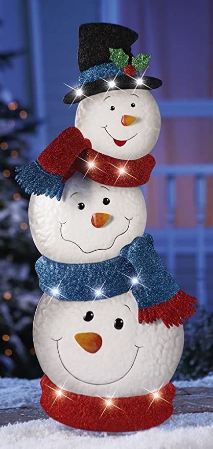 Led Stacked Snowmen Garden Stake Garden And Outdoor