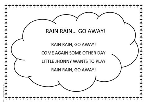 Rain rain, go away! song and nursery…: English ESL worksheets pdf & doc