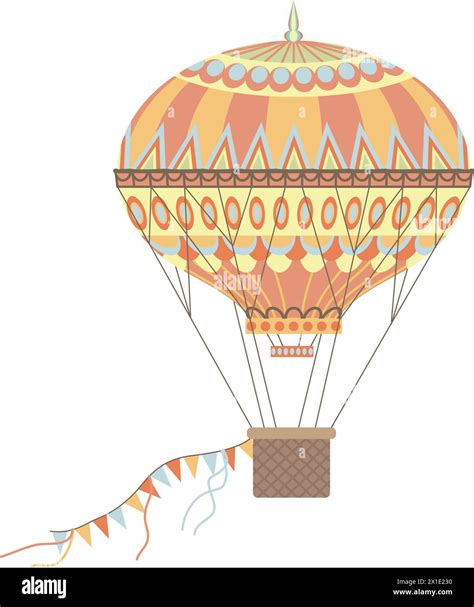 Hot Air Balloon Retro Flying Airship With Decorative Elements Color