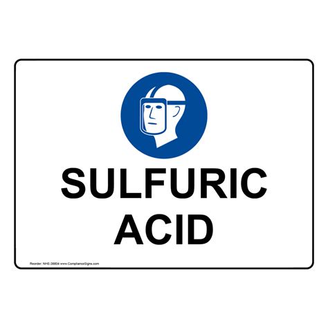 Sulfuric Acid White Hazmat Sign With Symbol Sizes