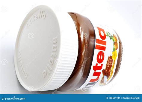 Nutella Jar Hazelnut Spread With Cocoa Produced By Ferrero Editorial