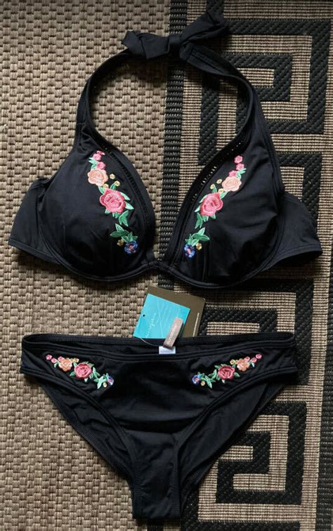 NEU NECKHOLDER BIKINI ZAUBERHAFT BLUMEN BESTICKT 36 38 40 E SUNSEEKER 55961167 EBay De