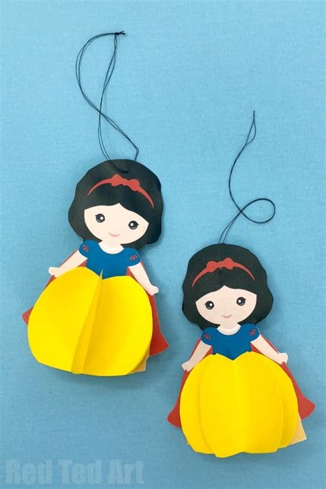 Paper Snow White Ornament Printable - Red Ted Art - Kids Crafts