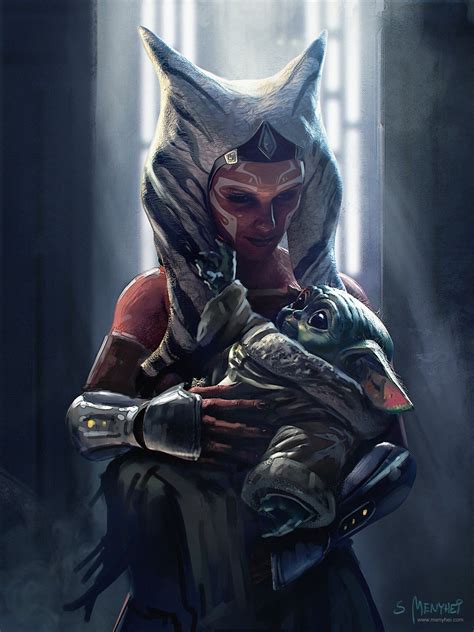 Ahsoka Cradles Baby Yoda In Stunning Mandalorian Illustration