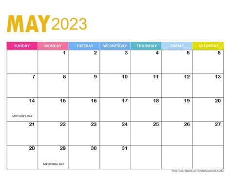 Free Printable 2023 Monthly Calendar with Holidays | So Pretty!