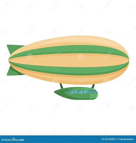 Green And Yellow Airship Flying In The Blue Sky Stock Vector