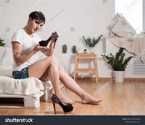 Gay Trying On High Heels Guy Stock Photo Shutterstock