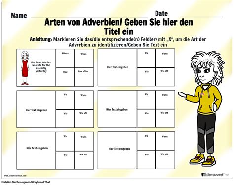 Arbeitsbl Tter Zu Arten Von Adverbien Storyboard