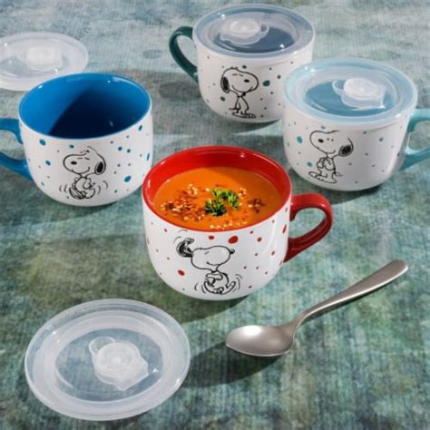 Peanuts 4 Pack 25OZ Soup Bowls w/ Lids, Mug Set (4-Pack) - Kroger