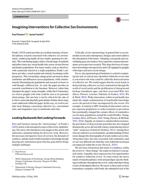 Pdf Imagining Interventions For Collective Sex Environments