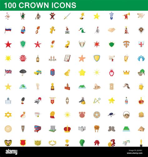 100 Crown Icons Set Cartoon Style Stock Vector Image And Art Alamy