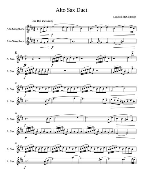 Alto Sax Duet Sheet Music For Alto Saxophone Download Free In Pdf Or