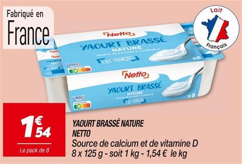 Promo Netto Yaourt Brass Nature Chez Netto