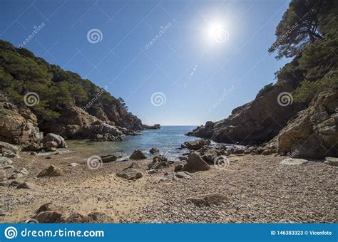 In The Morisca Cove Of Tossa De Mar Costa Brava Stock Image Image Of