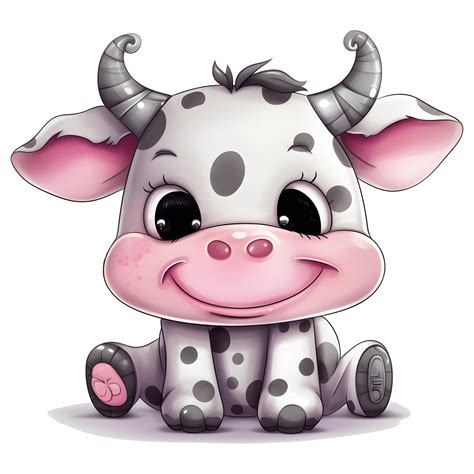 Cute Cartoon Cow Sitting On A Transparent Background 26794017 PNG