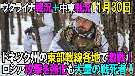 【ウクライナ戦況＋中東戦況】11月30日。ドネツク州の東部戦線各地で激戦！ロシア攻撃を強化！ Youtube